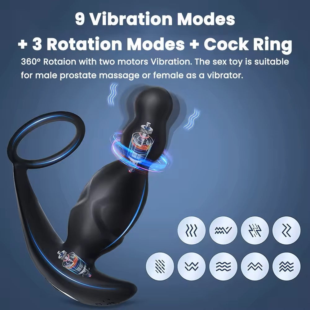 360 Rotating Prostate Massager With Cock Ring 360 Rotating Prostate Massager With Cock Ring